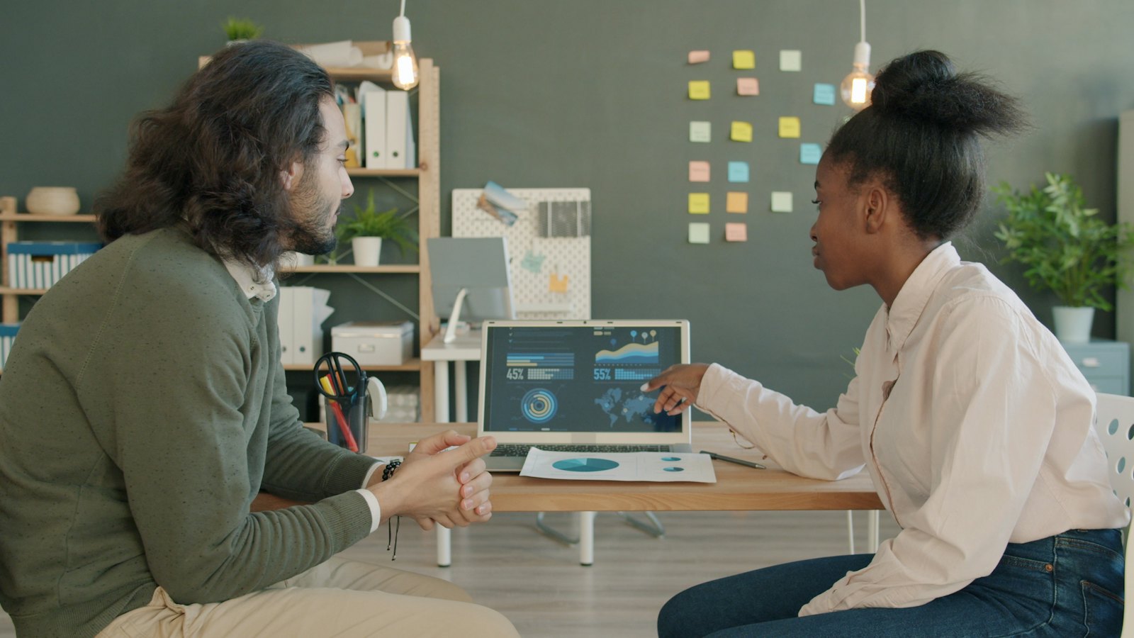 Product team reviewing customer data together to reduce customer churn